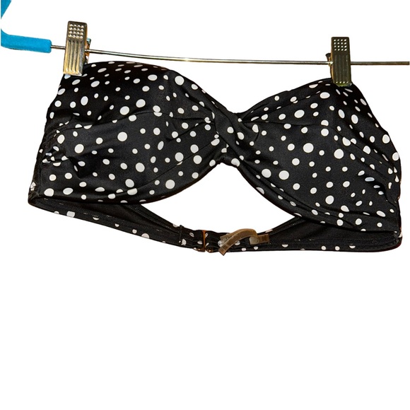 Victoria secret strapless black polka dot bikini swim top bra size 36C underwire - Picture 1 of 3